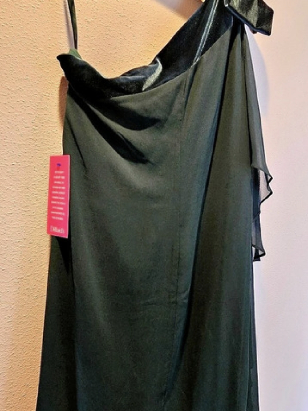 Lauren By Ralph Lauren Chiffon One-Shoulder Dress Green Mini Dress Size 14 NWT